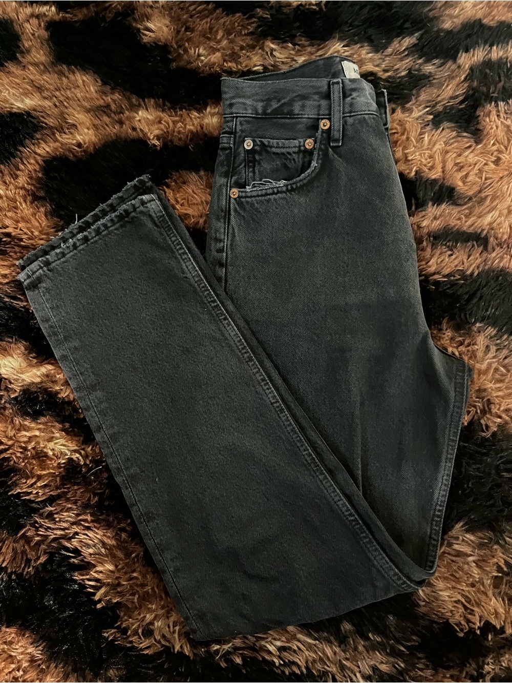 Agolde Black High-Rise Straight Jeans